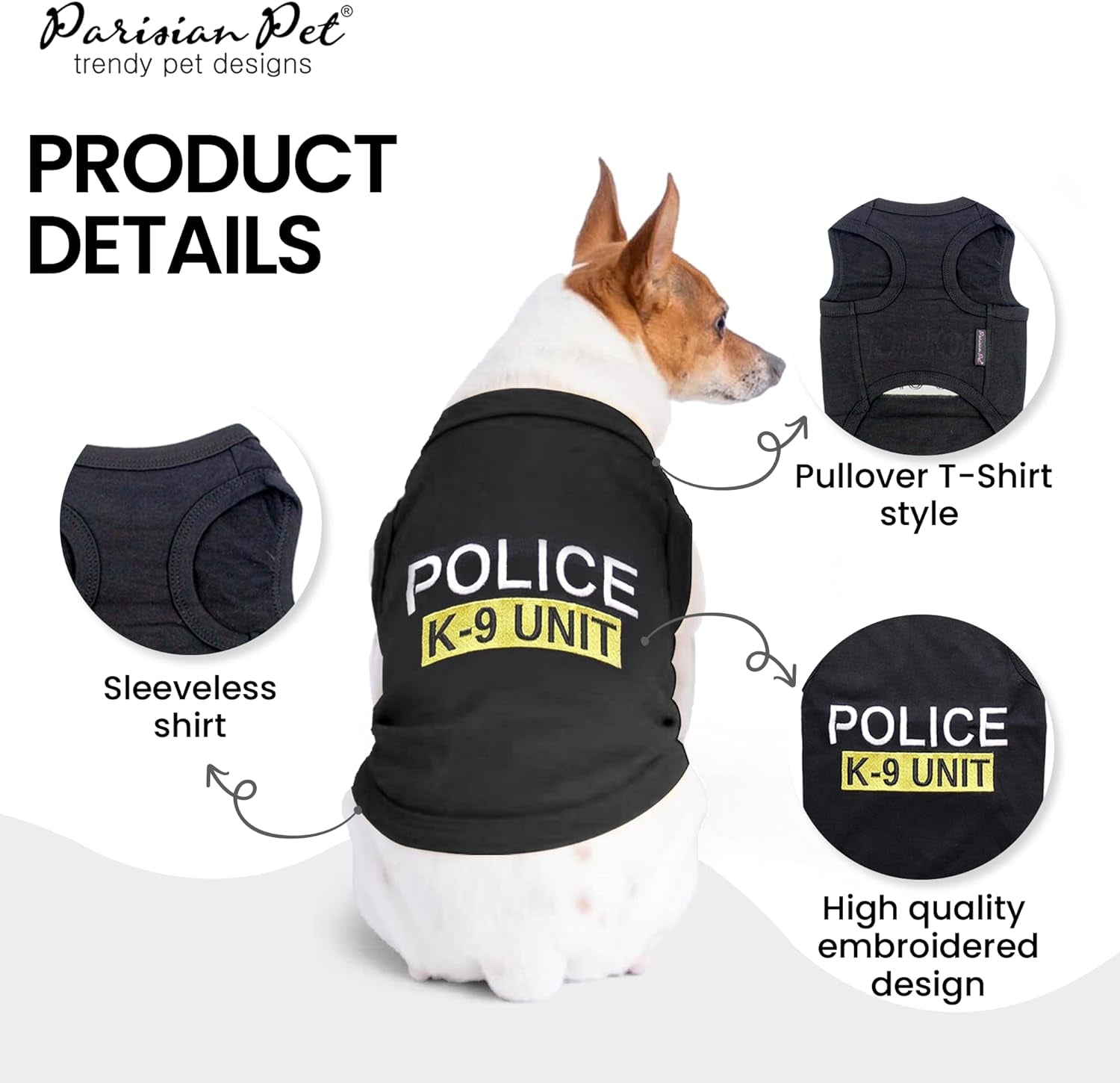 Police K9 Dog Costume - Dog K9 Halloween Shirt - Pet Police Costume - Dogs Costumes for Halloween - Dogs Apparel & Accessories - Sleeved Pet Outfit - 2XL