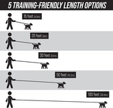 Long Trainer - 1 Inch Nylon Long Dog Training Leash with Storage Strap (50 Ft, Black)