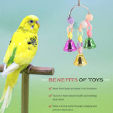 Bird Toys Set, 3-Pack – Bells, Rattan Balls & String for Parrots, Parakeets & Small Birds