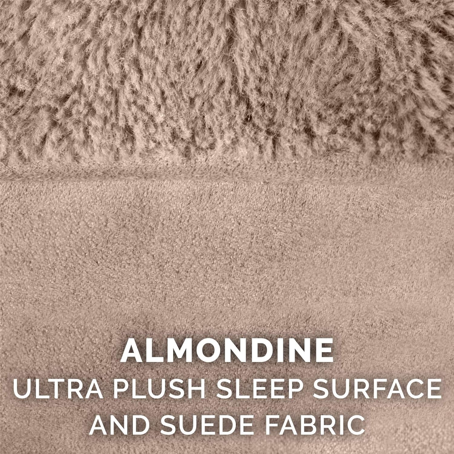 Orthopedic Dog Bed for Large/Medium Dogs W/ Removable Bolsters & Washable Cover, for Dogs up to 55 Lbs - Plush & Suede Sofa - Almondine, Large