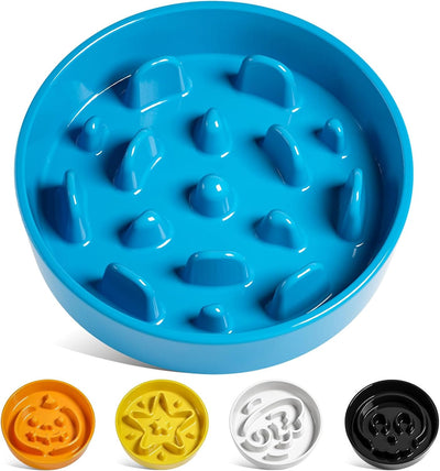 Ceramic Slow Feeder Dog Bowl – 1.5 Cup, Puzzle Design (Vortex Blue)