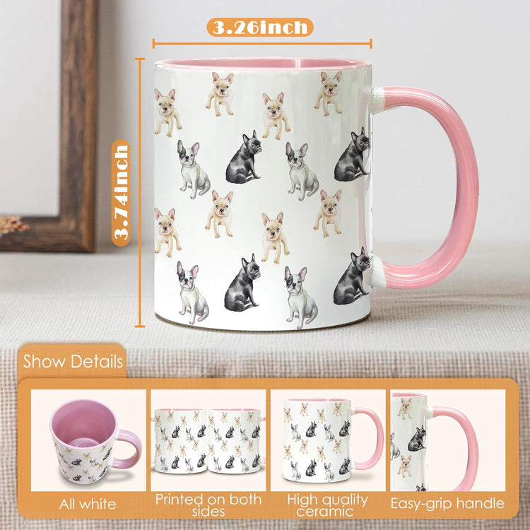 French Bulldog Coffee Mugs - French Bulldog Mug, Frenchie Coffee Teacup, Frenchie Dog Mug, Frenchiedog Gifts for Dog Lovers Women Men, Frenchbulldog Gifts Ceramic Coffeemug 11Oz