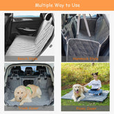 Car Dog Cover Back Seat - Waterproof Hammock with Mesh Window Multiple Pockets for Car/Truck/Suv Nonslip Rubber Back Washable