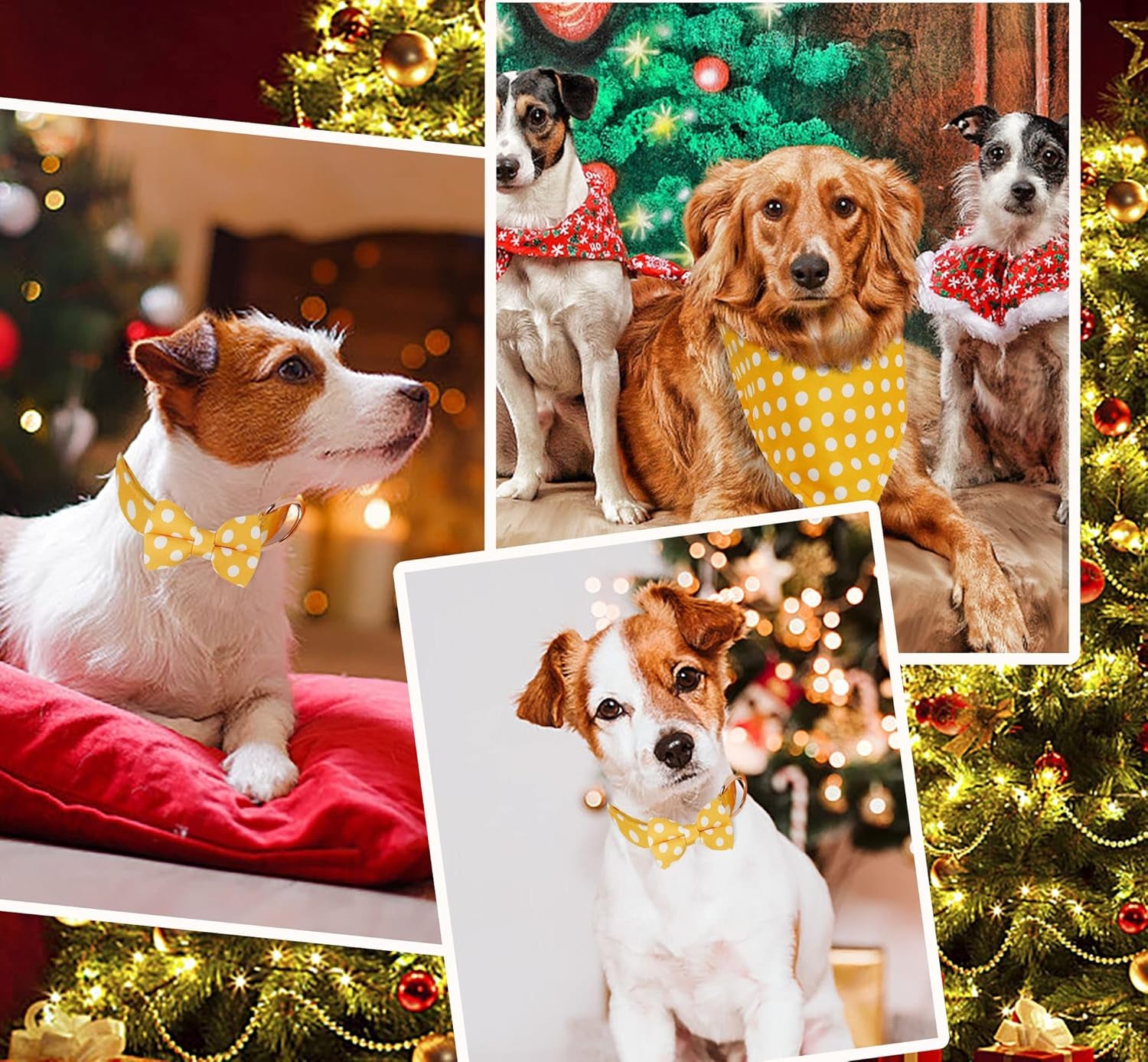 Large Dogs Collar Cute, Girl Dog Collar with Bow Tie, Fall Dog Bandana Collar, Bowtie Dog Collar for Medium Dogs, Female Dog Collar Christmas, Dog Girl Collar Yellow for Medium and Large Dogs