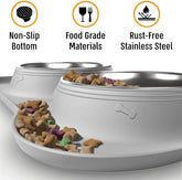 Dog Bowl Set, Stainless Steel No Spill Mess-Proof Food & Water Food Bowls with Skid Resistant Silicone Mat, Dog Bowls Small Size Dog, Medium, & Large, Pet Puppy Bowls & Dishes