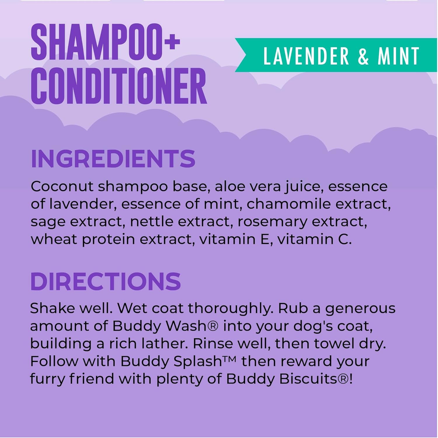 Buddy Wash 2-in-1 Dog Shampoo & Conditioner – Lavender & Mint, 1 Gallon