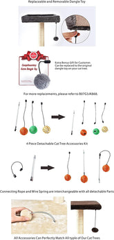 Cat Condo Tree Tower with Scratching Post and Step Ladder - 19 X 19 X 52 Inches, Light Grey