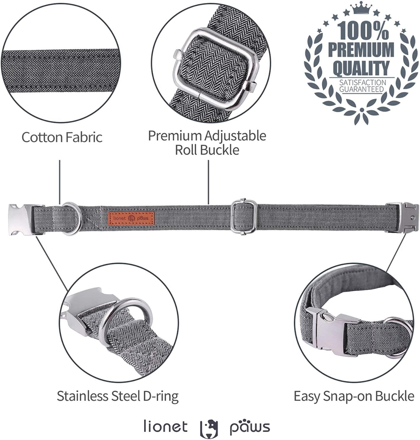 Durable Adjustable Dog Collar with Bowtie – Comfortable Fit for X-Large Dogs, 16-26 Inch Neck