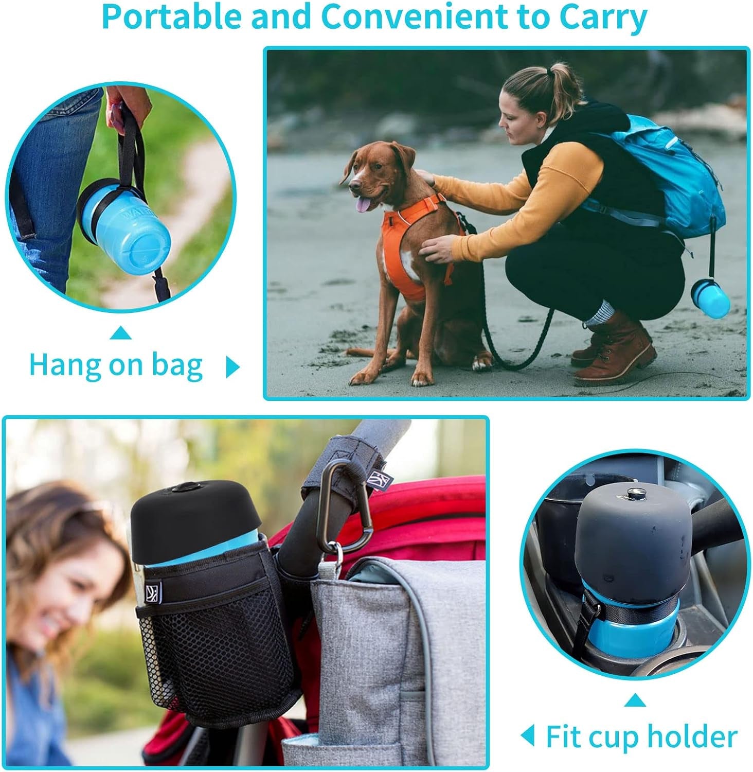 Dog Water Bottle, Portable Dog Water Bowl Dispenser Puppy Travel Water Bowl, Pet Water Bottle for Thirsty Dogs Outdoor Walking, Hiking, Travel, Leak Proof & BPA Free-Safe Hydration