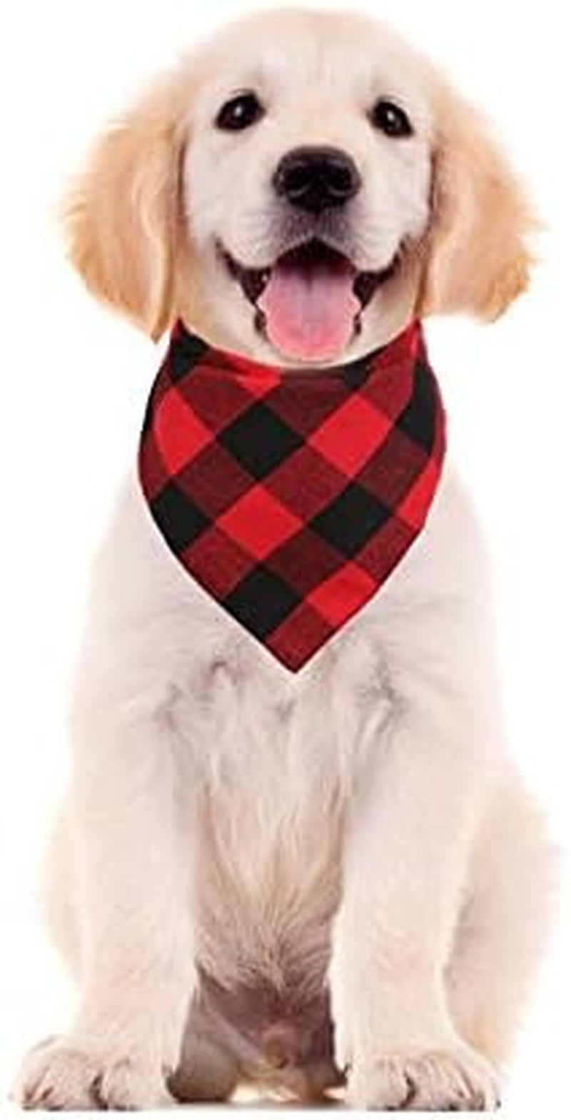 2-Pack Christmas Dog Bandanas – Red & Black Plaid Triangle Scarves, Holiday Pet Accessories
