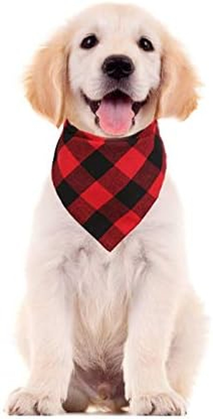 2-Pack Christmas Dog Bandanas – Red & Black Plaid Triangle Scarves, Holiday Pet Accessories