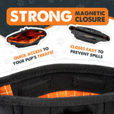 Dog Treat Training Pouch – No-Spill Magnetic Closure, Hands-Free with Built-in Poop Bag Holder, Black