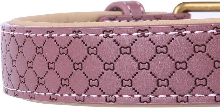 Basic Classic Luxury Padded Leather Dog Collar - Rust Proof Brass Strong Leather Collar Heavy Duty Alloy Hardware Best for Small, Medium, Large Dogs