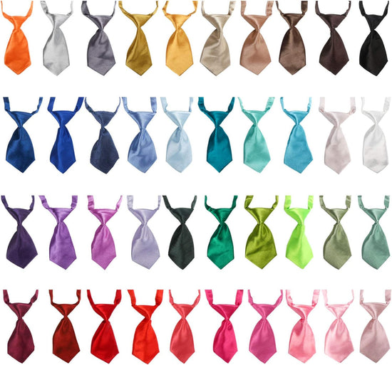 Small Dog Ties, 40 PCS Dog Neck Bow Tie with Adjustable Solid Color Pet Bowtie Collar for Wedding Holiday Birthday Christmas Costumes Grooming Accessories, Bulk Necktie Gift for Cat Puppy Pets