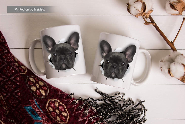 Black French Bulldog Mug - Ceramic Funny Coffee Mug - Perfect French Bulldog Gifts - Cute Novelty Coffee Mug Present - Great Birthday or Christmas Surprise for Friend or Coworker, Men and Women (11Oz)