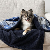 Waterproof Dog Blanket for Small & Medium Dogs & Cats – Reversible Sherpa Fleece, 29x40, Navy Plaid