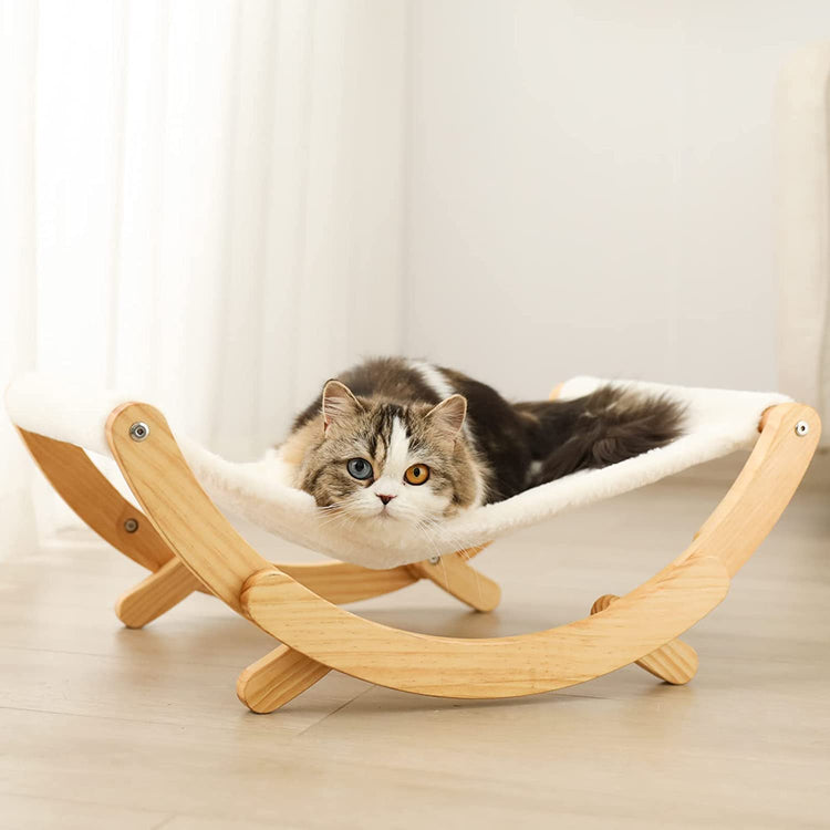 New Moon Cat Hammock – Elevated Indoor Cat Swing Chair, White, Pet Furniture for Cats & Small Dogs